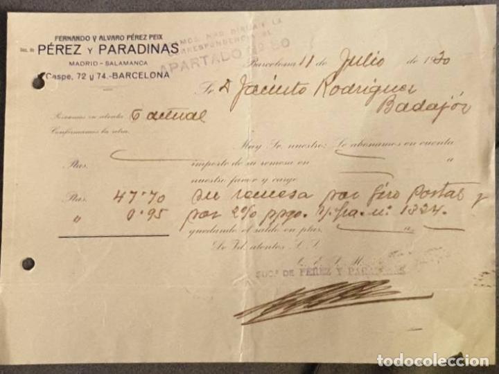 Gesch&auml;ftsbriefe: Carta comercial. Fernando y Alvaro P&eacute;rez Peix. P&eacute;rez y Pardinas. Barcelona. Espa&ntilde;a 1930