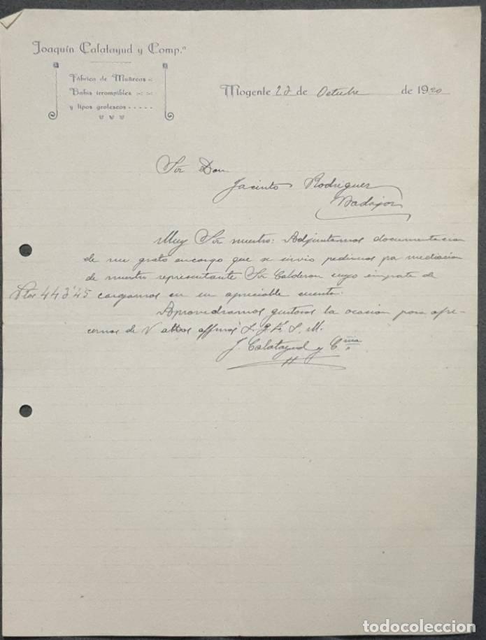 Gesch&auml;ftsbriefe: Carta comercial. Joaquin Calatayud y Comp&ordf;. F&aacute;brica de mu&ntilde;ecas. Mogente. Espa&ntilde;a 1920