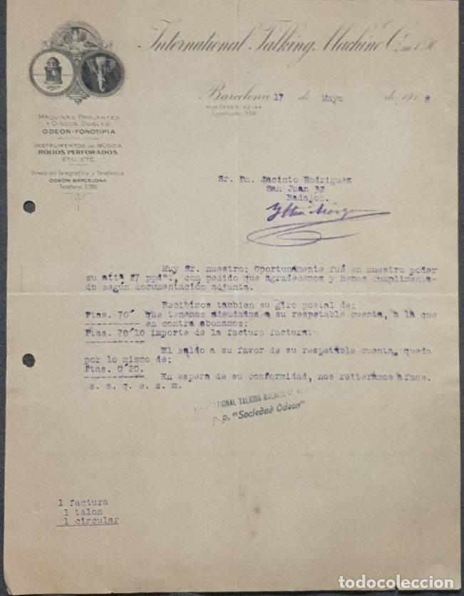 Cartas comerciales: Carta comercial. International Talking Machine C&ordm;. Barcelona. Espa&ntilde;a 1918