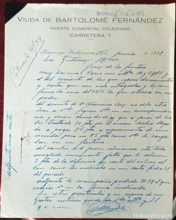 Cartas comerciales: Carta comercial. Viuda de Bartolom&eacute; Fern&aacute;ndez. Agente Comercial Colegiado. C&oacute;rdoba. Espa&ntilde;a 1932