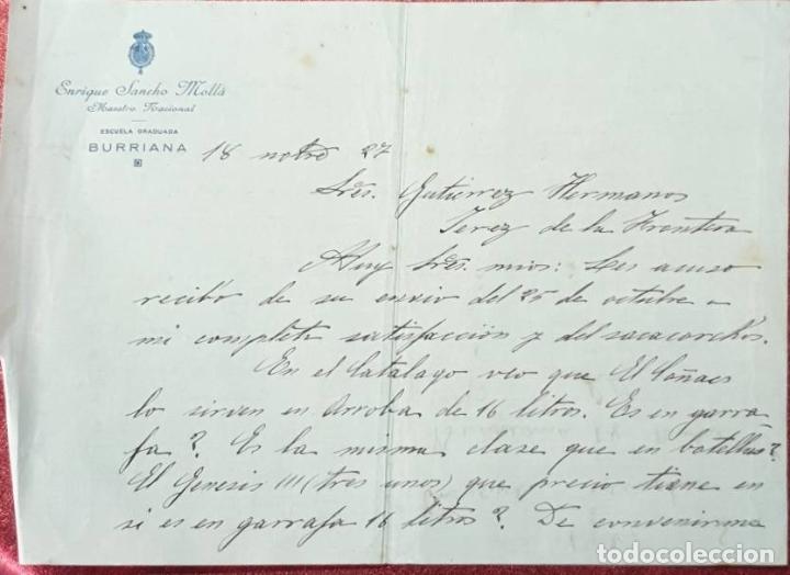 Gesch&auml;ftsbriefe: Carta comercial. Enrique Sancho Moll&aacute;. Maestro Nacional. Burriana. Espa&ntilde;a 1927