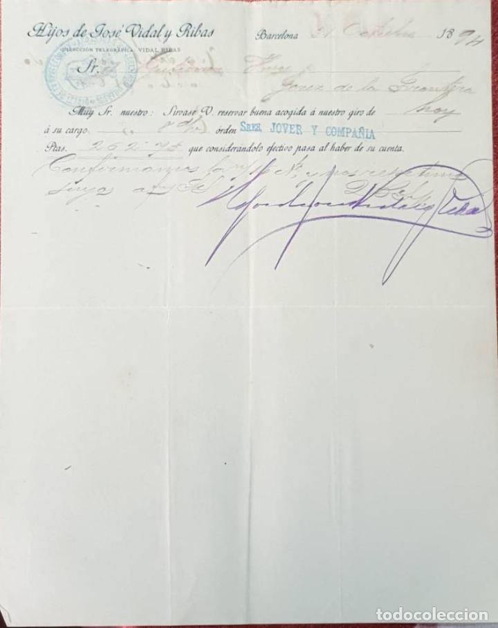 Cartas comerciales: Carta comercial. Hijos de Jos&eacute; Vidal y Ribas. Barcelona. Espa&ntilde;a 1894