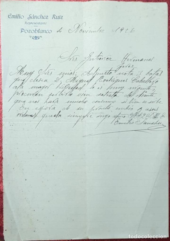 Cartas comerciales: Carta comercial. Emilio S&aacute;nchez Ruiz. Representante. Pozoblanco. C&oacute;rdoba. Espa&ntilde;a 1926