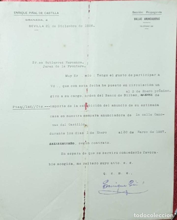 Cartas comerciales: Carta comercial. Enrique Pi&ntilde;al de Castilla. Vallas anunciadoras. Sevilla. Espa&ntilde;a 1926