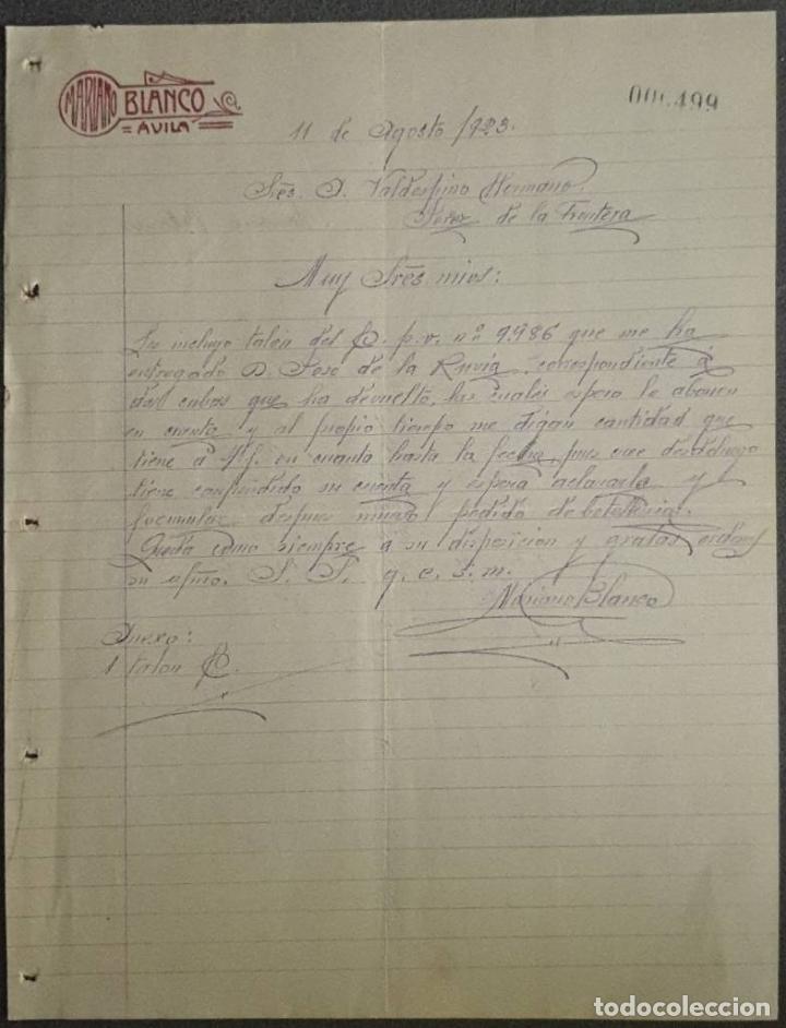 Lettres commerciales: Carta comercial. Mariano Blanco. Avila. Espa&ntilde;a 1923