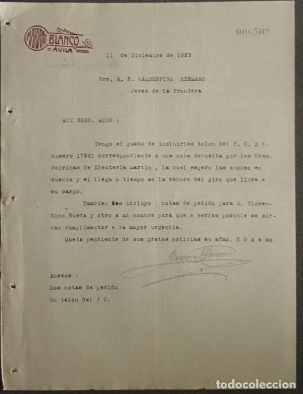 Lettres commerciales: Carta comercial. Mariano Blanco. Avila. Espa&ntilde;a 1923
