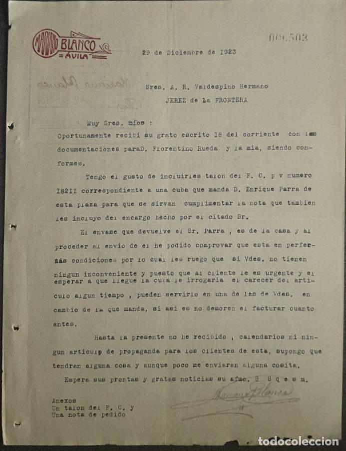 Lettres commerciales: Carta comercial. Mariano Blanco. Avila. Espa&ntilde;a 1923