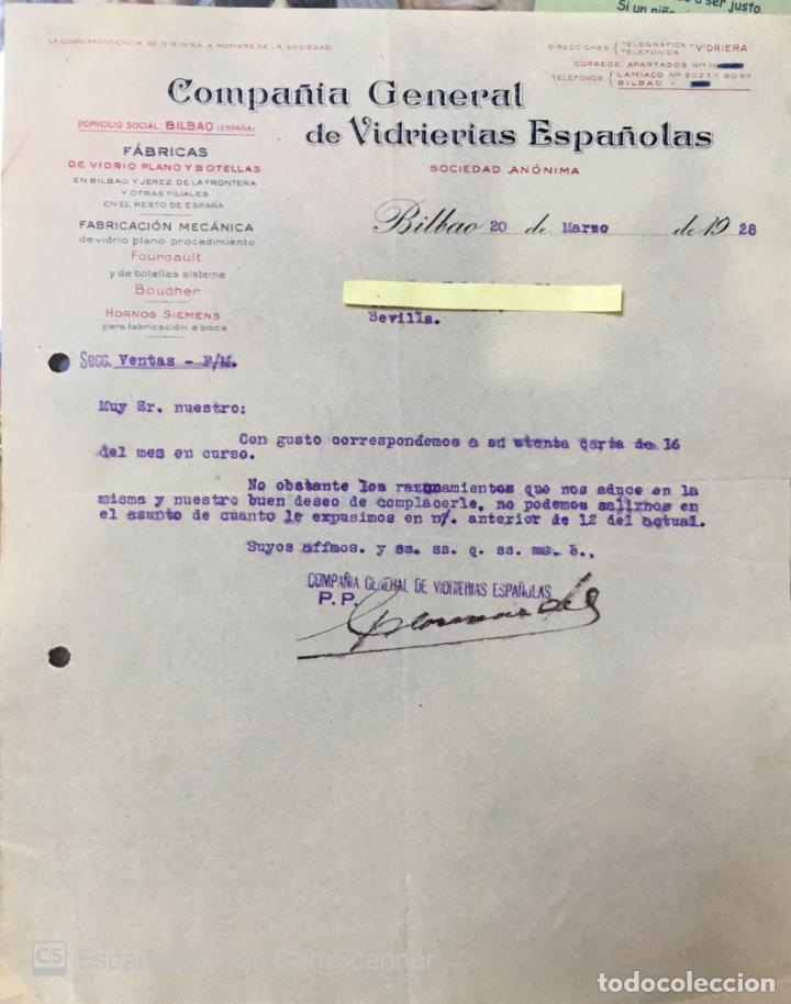 Cartas comerciales: Carta comercial Vidrieras Espa&ntilde;olas. Bilbao 1928
