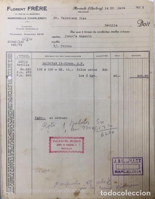 Lettres commerciales: Carta comercial Florent Fr&egrave;re . Marcinelle ( Charleroy ) B&eacute;lgica A&ntilde;o 1928