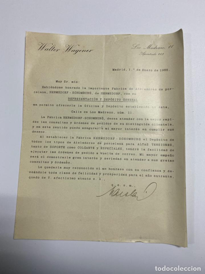 Lettres commerciales: CIRCULAR. WALTER WAGENER. MADRID, 1935. VER FOTOS