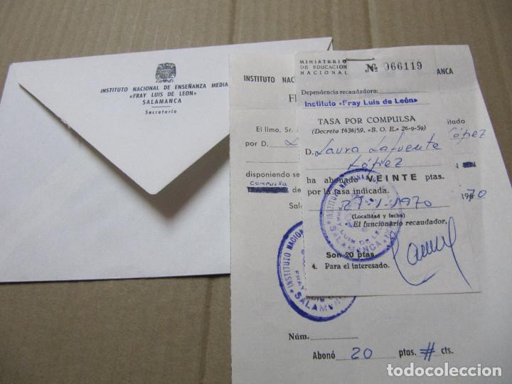 Gesch&auml;ftsbriefe: CARTA COMERCIAL INSTITUTO FRAY LUIS DE LEON-SALAMANCA-TASA POR COMPULSA 1970