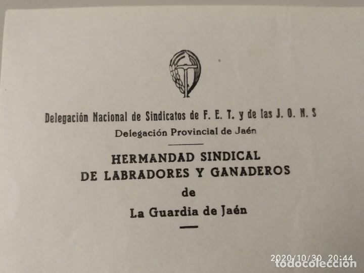 Lettres commerciales: HERMANDAD SINDICAL DE LABRADORES Y GANADEROS DE LA GUARDIA JAEN.