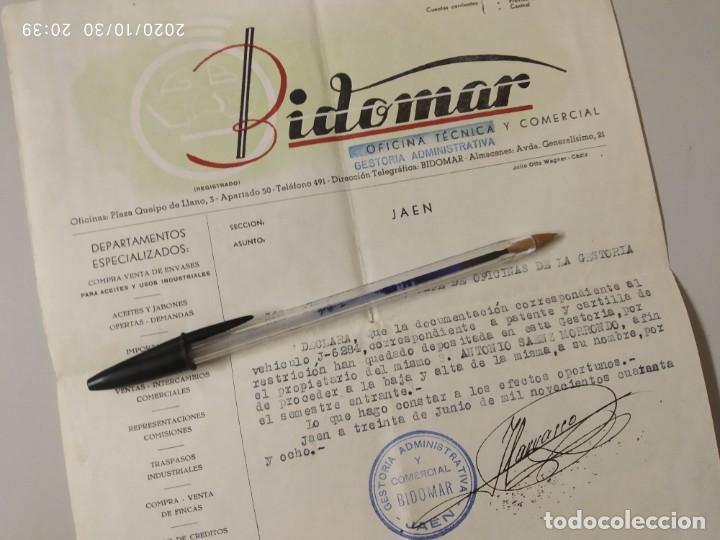 Lettres commerciales: BIDOMAR GESTORIA ADMINISTRATIVA Y COMERCIAL JAEN 1948.