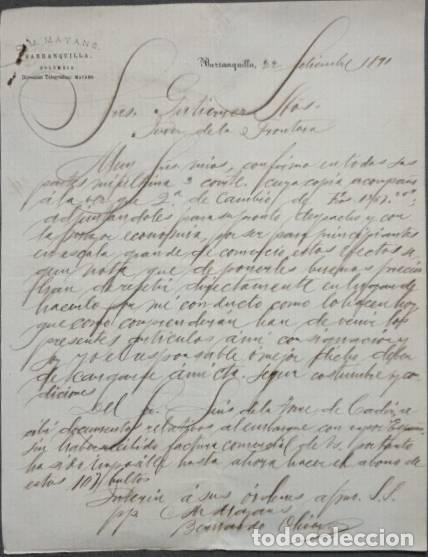 Lettres commerciales: Carta comercial. C. M. Mayans. Barranquilla. Colombia 1891