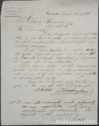 Lettres commerciales: Carta comercial. C. M. Mayans. Barranquilla. Colombia 1891