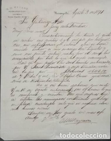 Lettres commerciales: Carta comercial. C. M. Mayans. Barranquilla. Colombia 1891