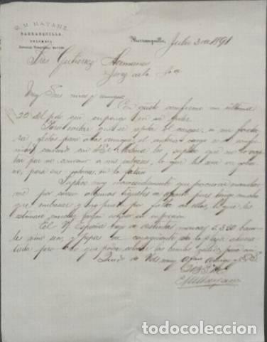Lettres commerciales: Carta comercial. C. M. Mayans. Barranquilla. Colombia 1891