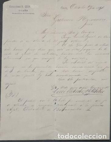 Cartas comerciales: Carta comercial. Guillermo R. Quin. Oca&ntilde;a. Espa&ntilde;a 1891