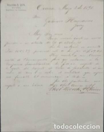 Cartas comerciales: Carta comercial. Guillermo R. Quin. Oca&ntilde;a. Espa&ntilde;a 1891