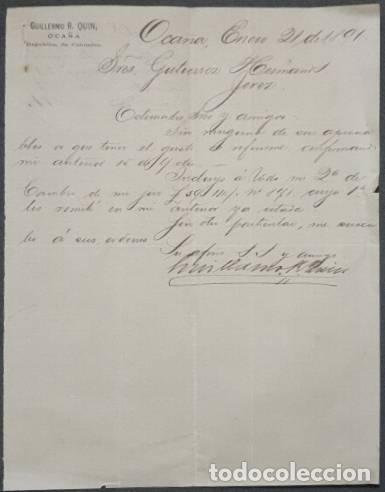 Cartas comerciales: Carta comercial. Guillermo R. Quin. Oca&ntilde;a. Espa&ntilde;a 1891