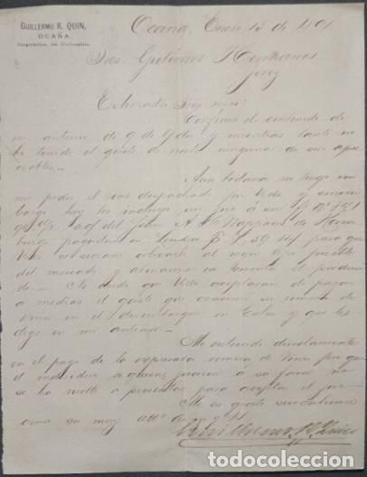 Cartas comerciales: Carta comercial. Guillermo R. Quin. Oca&ntilde;a. Espa&ntilde;a 1891