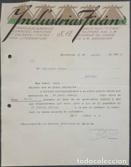 Lettres commerciales: Carta comercial. Industrias Fit&aacute;n S.A.. F&aacute;brica de barnices. Barcelona. Espa&ntilde;a 1928