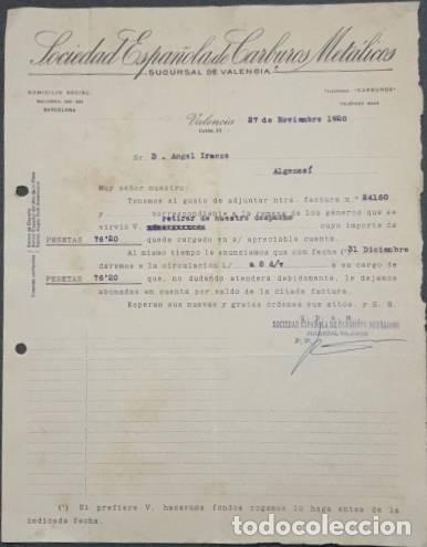 Lettres commerciales: Carta comercial. Sociedad Espa&ntilde;ola de Carburos Met&aacute;licos. Valencia. Espa&ntilde;a 1928
