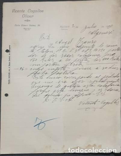 Lettres commerciales: Carta comercial. Vicente Cogollos Oliver. Alcira. Valencia. Espa&ntilde;a 1930