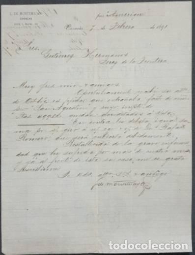 Commercial Letters: Carta comercial. L. De Montemayor. Caracas. Venezuela. 1891
