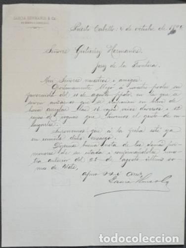 Commercial Letters: Carta comercial. Garc&iacute;a Hermanos & C&ordf;. Puerto Cabello. Venezuela 1894