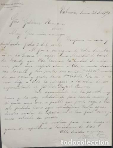 Commercial Letters: Carta comercial. Sebasti&aacute;n Pineda. Valencia. Venezuela 1891