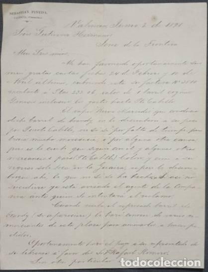 Commercial Letters: Carta comercial. Sebasti&aacute;n Pineda. Valencia. Venezuela 1891