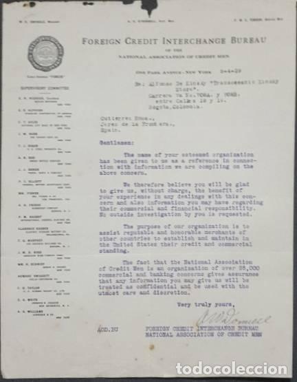 Commercial Letters: Carta comercial. Foreign Credit Interchange Bureau. New York 1929