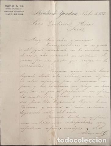 Commercial Letters: Carta comercial. Haro & C&ordf;. M&eacute;rida de Yucat&aacute;n. M&eacute;xico 1892