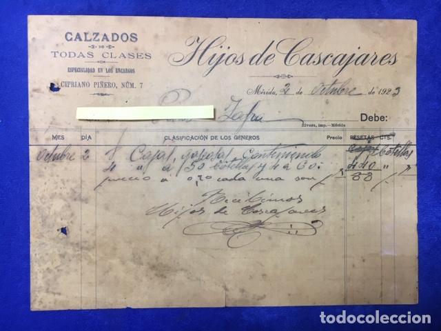 Gesch&auml;ftsbriefe: Carta comercial Calzados Hijos de Cascajares . M&eacute;rida ( Badajoz ) 1923
