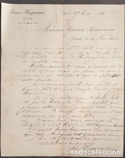 Gesch&auml;ftsbriefe: Carta comercial. Etienne Hugounenc. Lyon. Francia 1892