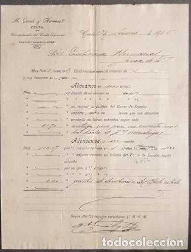 Gesch&auml;ftsbriefe: Carta comercial. A. Corial y Hermanos. Corresponsales del Credit Lyonnais. Ceuta. Espa&ntilde;a 1915