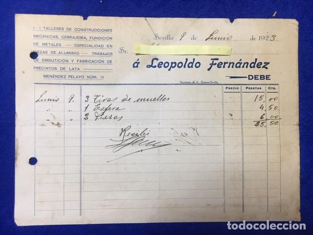 Gesch&auml;ftsbriefe: Carta comercial Taller Construcci&oacute;n, cerrajer&iacute;a, Aluminio... Sevilla . 1923