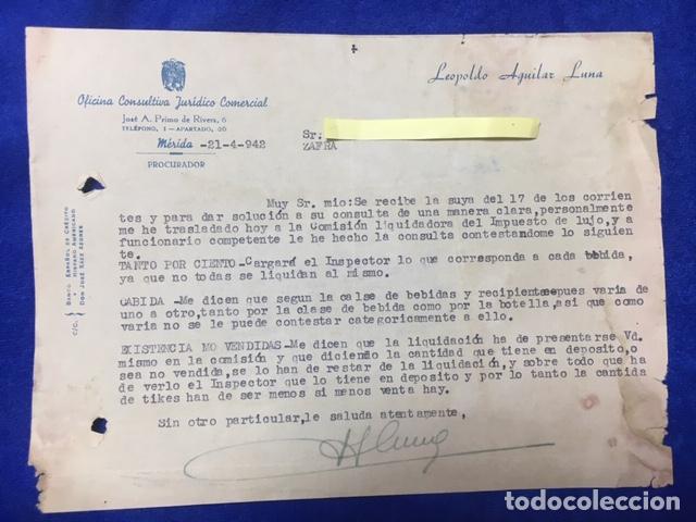 Gesch&auml;ftsbriefe: Carta comercial Leopoldo Aguilar Luna : Consultor&iacute;a jur&iacute;dica. M&eacute;rida 1942