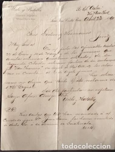 Gesch&auml;ftsbriefe: Carta comercial. Uribe y Batalla. San Jos&eacute;. Costa Rica 1891