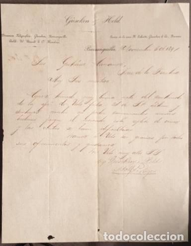 Gesch&auml;ftsbriefe: Carta comercial. Gieseken & Held. Barranquilla. Colombia 1891