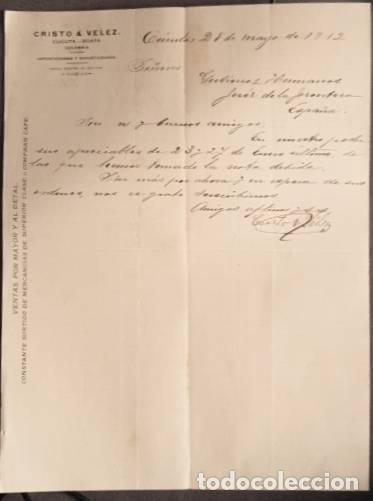 Gesch&auml;ftsbriefe: Carta comercial. Cristo & Velez .Importadores y Exportadores. Cucuta-Soata. Colombia 1912