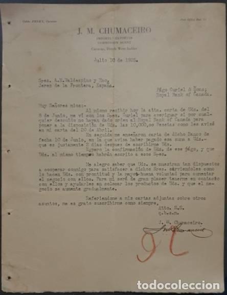Gesch&auml;ftsbriefe: Carta comercial. J.M. Chumaceiro. Importer-Exporter. Commission Agent. Curacao. Nicaragua 1925