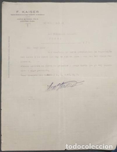 Gesch&auml;ftsbriefe: Carta comercial. F. Kaiser. Agente General casa Siberia en Andaluc&iacute;a. Linares. Ja&eacute;n. Espa&ntilde;a 1930