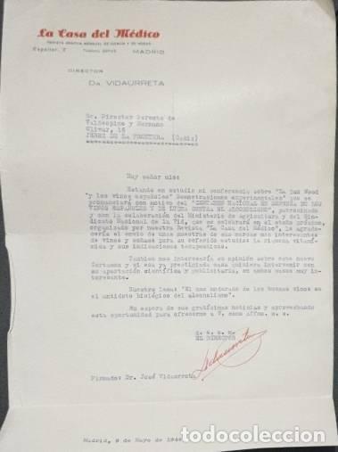 Gesch&auml;ftsbriefe: Carta comercial. Dr. Vidaurreta. Director. La casa del M&eacute;dico. Madrid 1944