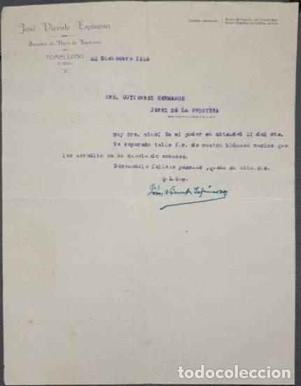 Gesch&auml;ftsbriefe: Carta comercial. Jos&eacute; Vicente Espinosa. Sucesor de Hijos de ESpinosa. Tomelloso. Espa&ntilde;a 1929