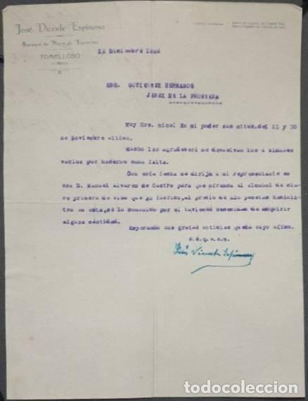 Gesch&auml;ftsbriefe: Carta comercial. Jos&eacute; Vicente Espinosa. Sucesor de Hijos de ESpinosa. Tomelloso. Espa&ntilde;a 1929