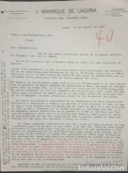 Lettres commerciales: Carta comercial. J. Manrique de Laguna.Comisiones, representaciones. Habana. Cuba 1927