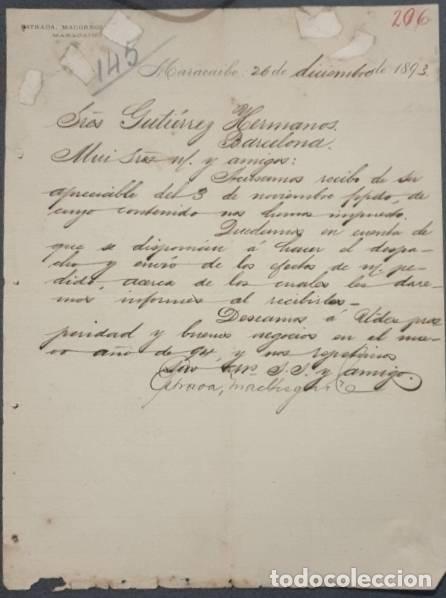 Lettres commerciales: Carta comercial. Estrada, MacGregor. Maracaibo. Venezuela 1893