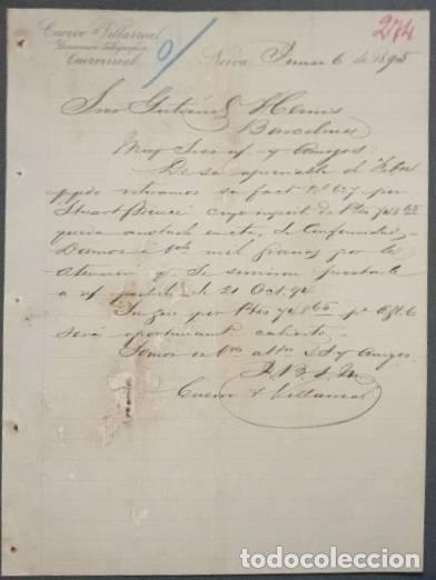 Lettres commerciales: Carta comercial. Cuervo & Villarreal. Neiva. Colombia 1895